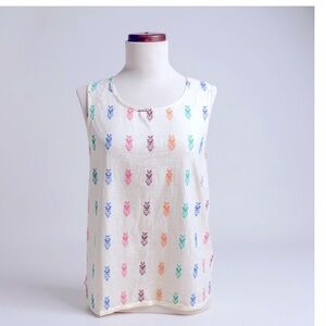 J. Crew Cotton Tank Top with Multicolor Pattern Lightweight Size 6 Summer